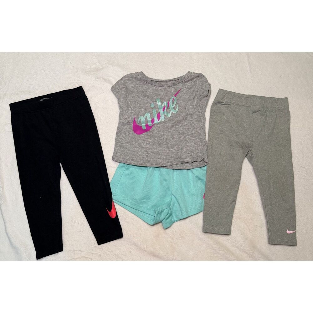 Nike Baby 18 Months Bundle Gray Leggings Black Leggings and Short Set